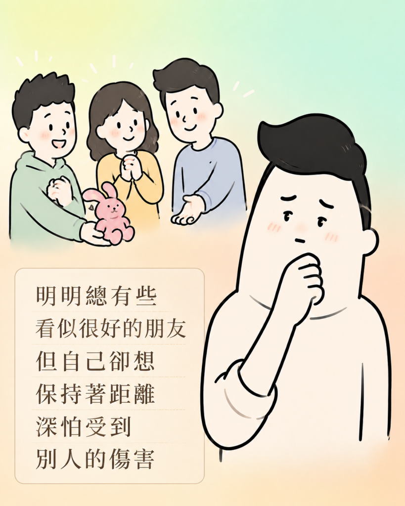 明明總有些看似很好的朋友，但自己卻想保持著距離深怕受到疊人的傷害